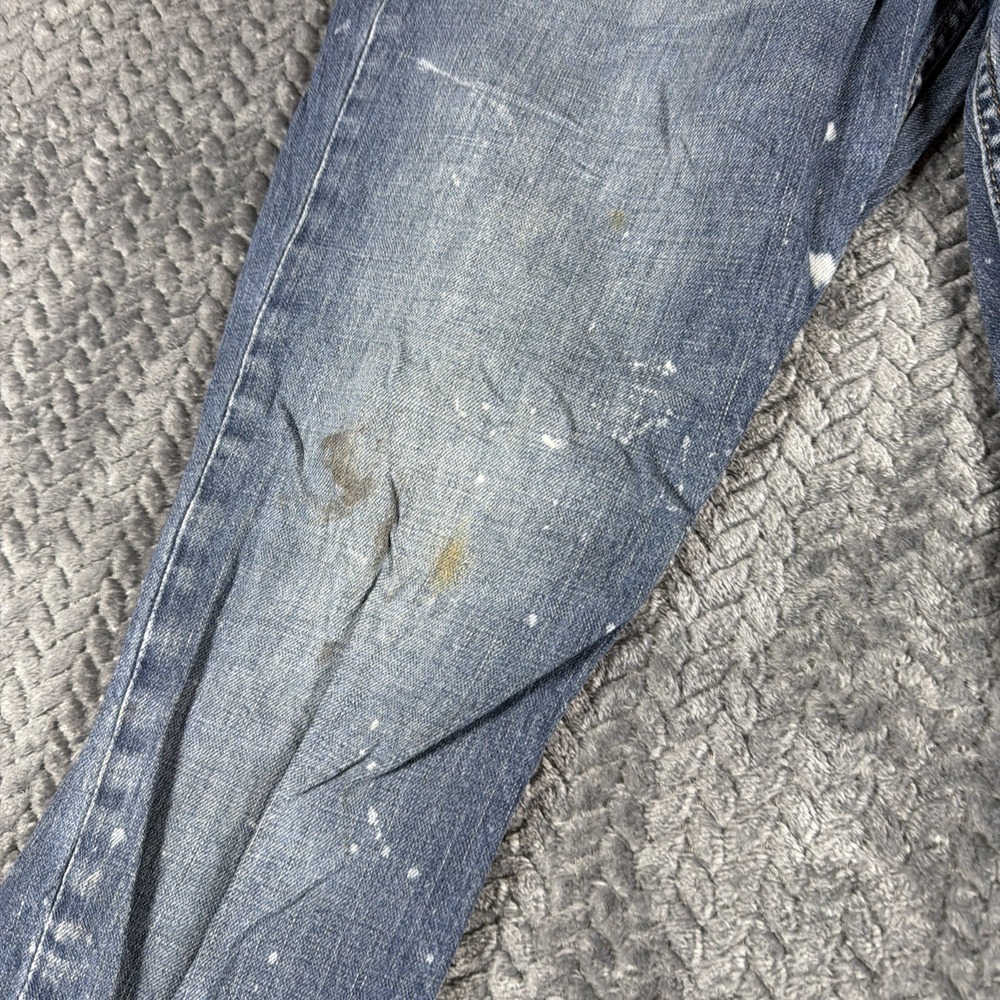 Levis 511 Slim Jeans Mens 34x32 Medium Wash Blue Stretch Denim Stained - Picture 4 of 16